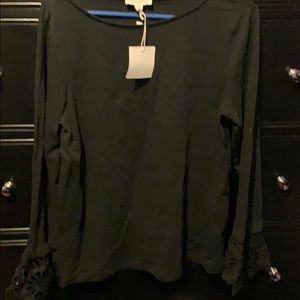 Black sweatshirt with flared eyelet sleeved